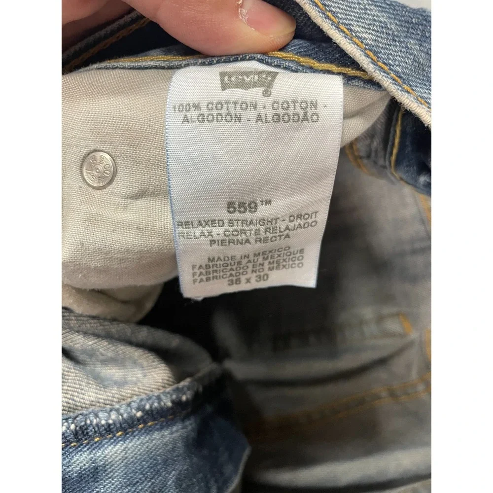 Levis 559 Jeans Mens 36x30 Blue‎ Medium Wash Relaxed Straight Fit 100% Cotton